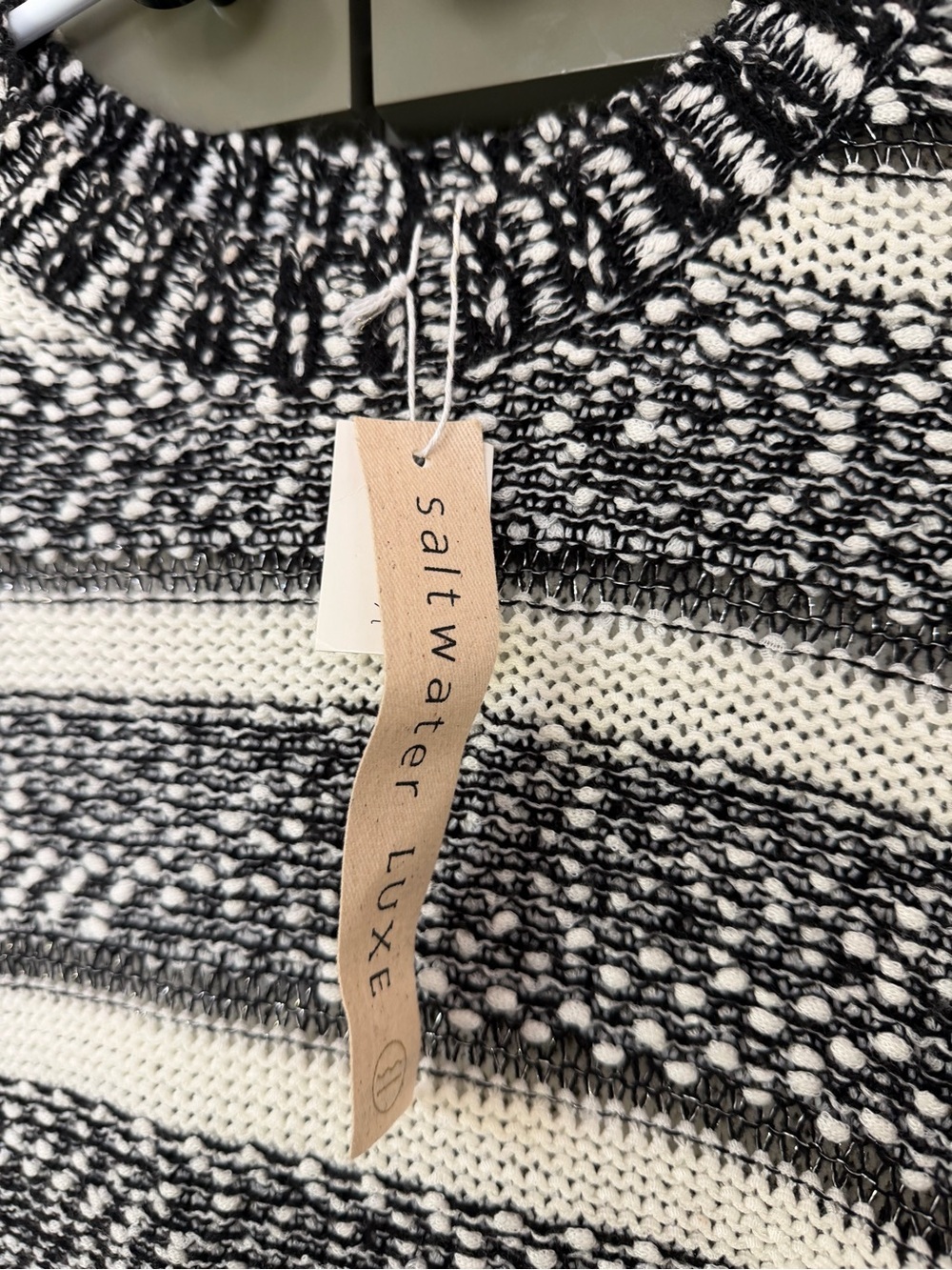 saltwater LUXE Black and Cream Striped Crewneck Sweater - Picture 2 of 4